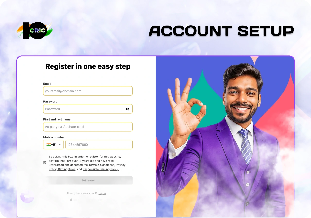 10cric Account registration and secure login process
